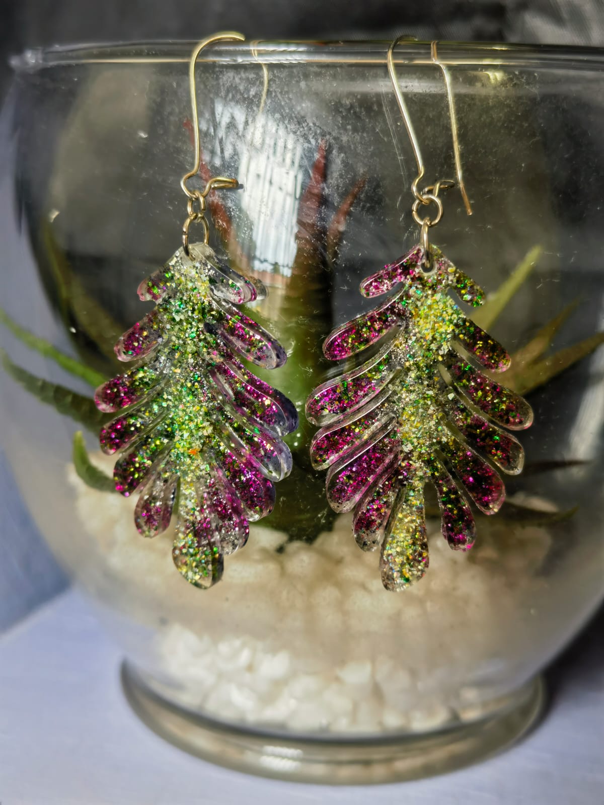 Purple Green Earrings
